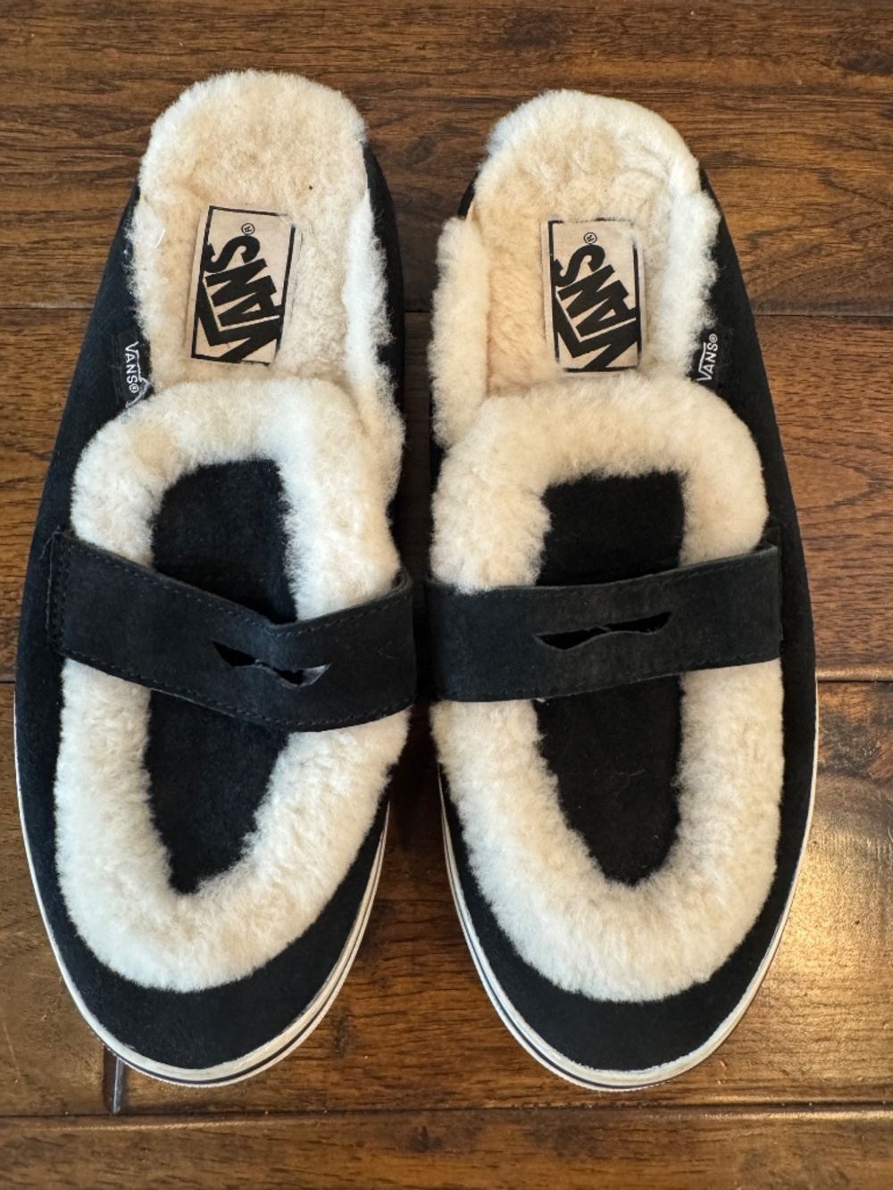 Vans Black Suede Slip-On Fur Lined Mules Size 8.5 Men - Picture 4 of 6